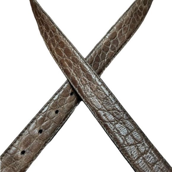 Christian Dior Brown Leather Patterned Full Grain Leather Belt Gold Buckle EUC main image 9